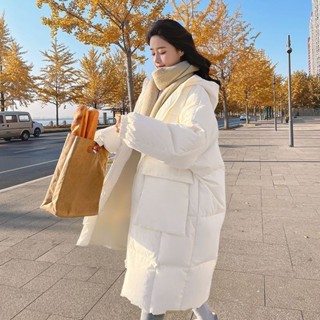 長羽絨外套 羽絨外套女 麵包服外套 冬季外套女 羽絨大衣 羽絨棉服女中長款冬季新款韓版chic過膝麵包服棉衣加厚外套