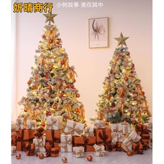 🔶妡晴商行🔶古銅色植絨聖誕樹 家用套餐1.2/1.5/1.8米加密櫥窗裝飾網紅豪華聖誕套餐場景佈置聖誕裝飾 圍欄樹裙