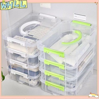 《限時特賣》美術工具箱 桌麵 手提 收納盒學生透明分格疊加髮飾首飾盒子置物架收納儲物箱女WHLL