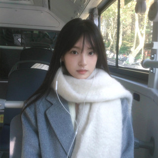 蝸居生活館🔆細長圍巾 秋冬 純色圍巾女士秋冬季2024新款高階感韓系米白色圍脖百搭保暖氛圍感 Y2K 針織圍巾 圍脖