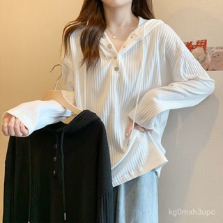 【BBUI】女生t大碼胖MM坑條連帽T恤女秋季設計感寬鬆長袖打底衫顯瘦遮上衣潮 BKJD