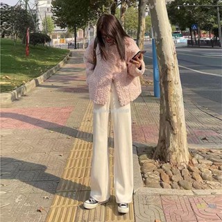 2024 new 加絨寬褲闊腿褲女秋冬褲子女新款加厚外穿高腰垂墜感顯瘦直筒休閒長褲