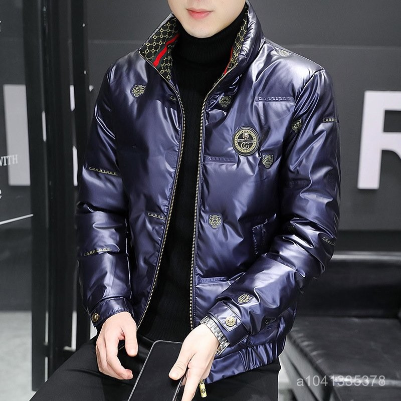 臺灣出貨 免運 羽絨外套 麵包外套男 輕薄羽絨服男款冬季亮麵短款保暖白鴨絨立領上衣潮流歐版男士外套 JH75