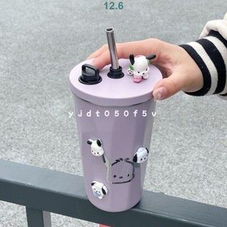 卡通創意保溫杯 可愛保溫保冷杯帶吸管女生高顔值水杯 大容量不銹鋼杯子便攜車載杯保濕 咖啡杯 奶茶杯 不鏽鋼保溫杯