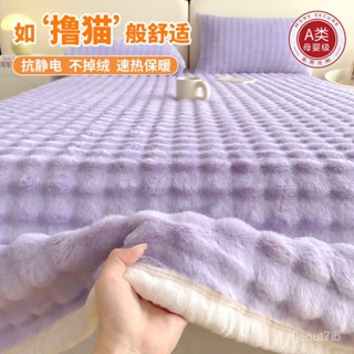 ❤️‍🔥冬季必備❤️‍🔥A類冬季牛奶絨泡泡絨加絨床單三件套被單毛毯單件加厚毛絨褥單墊