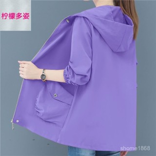 超實惠·買它👉短款寬鬆風衣女裝2024新款潮大碼外套女中老年秋季韓版連帽上衣 RICF