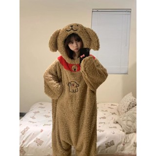 可愛小狗睡衣 綫條小狗睡衣 睡袍 珊瑚絨睡袍 珊瑚絨睡衣 可愛睡袍 冬天睡衣 法蘭絨睡衣 睡衣 卡通睡衣 居家服 Y5O