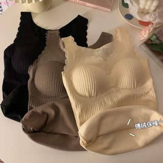 德絨保暖加絨背心女帶胸墊加厚防寒自發熱雙層修身打底秋冬款內衣 發熱衣 內搭衣 保暖衣