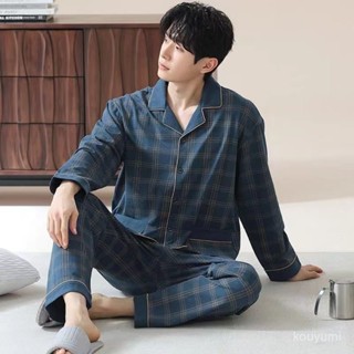 2025新款📣新款男士睡衣春秋款100%純棉長袖秋冬季男生全棉家居服套裝 8MTG