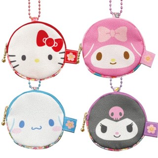 【現貨】小禮堂 Sanrio 三麗鷗 圓形拉鍊零錢包吊飾 (和風款)