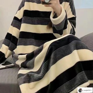 🔥臺灣出貨🔥Smile💛韓版ins睡裙 睡衣女冬季法蘭絨睡裙女中長款珊瑚絨少女公主風加厚學生家居服女