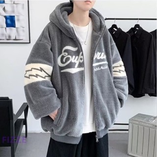 加厚冬季棉襖韓版潮流學生情侶棉服冬天 羊羔毛外套 絨毛外套 保暖情侶裝 羊羔毛外套男搖粒絨(BCA190【FIZZE】