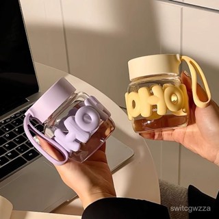 挑戰最低價🏆杯子刻度ins高顔值玻璃杯牛奶咖啡杯豆漿便攜迷你胖胖水杯 JOZP