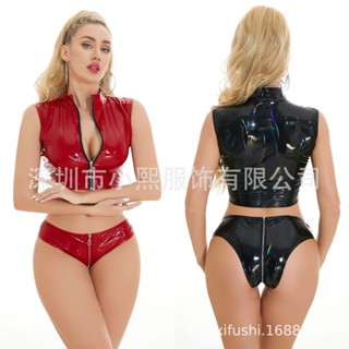 【新品促銷】【保密出貨】拉鏈分碼幻彩炫彩亮皮PU情趣內衣 亮光漆皮夜店緊身衣bdsm調敎調情情趣內衣成人專區
