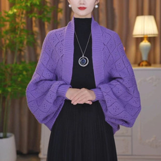 秋冬新款菱格鏤空保暖披肩百搭時尚氣質開衫洋氣外搭針織休閒複古 鏤空針織 鬥篷外套 毛鬥篷外套 針織鬥篷 披肩鬥篷 披