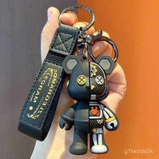 新店低價🔥潮酷機械小熊鑰匙扣個性汽車鑰匙鏈卡通立體公仔創意時尚包包掛飾
