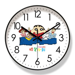 靜音時鐘🎀 可愛客廳掛鐘蠟筆小新卡通早教家用靜音靜音準時石英鐘 靜音掛鐘 時鐘