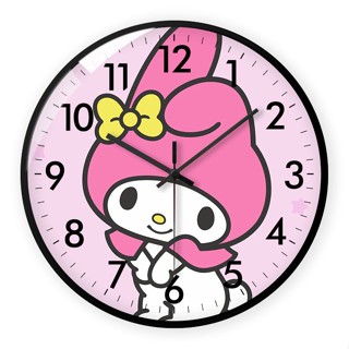 靜音時鐘🎀 卡通掛鐘美樂蒂靜音鐘表卡通兒童房時鐘掛墻客廳奶油風裝飾石英鐘 靜音掛鐘 時鐘