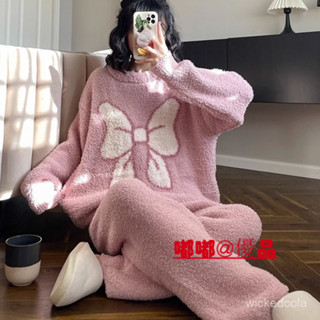 嘟嘟優品 ins睡衣女冬季珊瑚絨加厚保暖軟綿綿毛絨絨可愛網紅風家居服套裝 睡衣女 秋冬睡衣 睡衣套裝 居家服