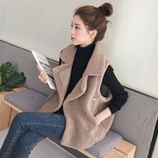 【免運出貨】背心外套韓版秋冬毛絨絨背心馬甲女新款學院風寬鬆顯瘦無袖無袖馬夾外套女背心羽絨外套馬甲翻領背心