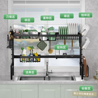 廚房收納亞馬遜伸縮廚房水槽置物架碗碟瀝水架臺麵多功能水池洗放碗收納架廚房置物架 廚房收納架 居家收納ABUV