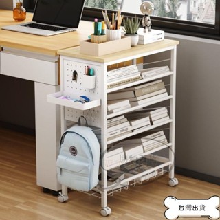 【臺灣出貨】精品 🔥移動書架 書本收納置物架 儲物架 收納櫃 滑輪櫃 廳架 書架置物架落地書桌邊收納架可移動小推車帶