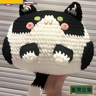 🚚臺灣出貨🚚diy手工編織貓咪抱枕 自製沙髮靠枕腰墊送敎程工具 適閤新手材料包 送女友禮物手作材料包 毛綫鈎針抱枕