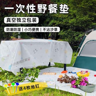 ⛱桃園發貨＋統編⛱一次性野餐墊防潮墊加厚戶外帳篷露營地墊春遊野炊草坪便攜防水墊