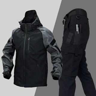 爸爸春秋款衝鋒衣 中老年人薄款夾剋 登山服 防風 防潑水 防寒 防風連帽 戶外戰術服套裝 男春秋衝鋒衣外套 耐磨全套夾剋