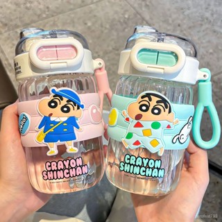 熱銷推薦✨蠟筆小新玻璃杯女生2025新款高顔值可愛吸管杯耐高溫便攜雙飲水杯