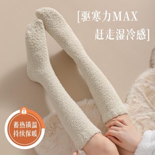 🔥下殺價 珊瑚小腿襪子秋冬冬季地板加絨長襪加厚居家保暖月子中筒睡眠 加絨襪子保暖襪子