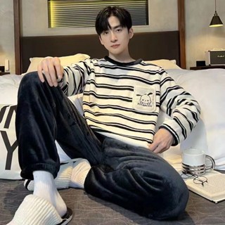 🌺臺灣限時低價🌺男士睡衣法蘭絨珊瑚絨睡衣男秋冬季加厚長袖青少年卡通家居服套裝🌺臺灣限時低價🌺🌺臺灣限時低價🌺