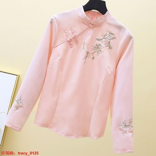 風尚爆款 改良旗袍上衣女 漢服女 古著女 仙氣古風改良旗袍漢服女 中國風九分袖上衣女 唐裝上衣女