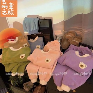 90-150CM 秋冬新款兒童奧粒絨家居服套裝，男女童雙面絨睡衣，兒童居家服ｂｂ