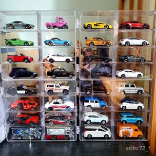 桃園有貨-限時下殺風火輪收納盒閤金小汽車模型TOMICA1:64兒童玩具多美卡透明收藏架 K5PU