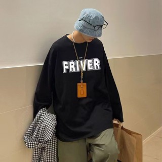 2024款長袖t袖男秋季T恤男港風寬鬆圓領情侶休閒百搭潮流內搭上衣打底衫