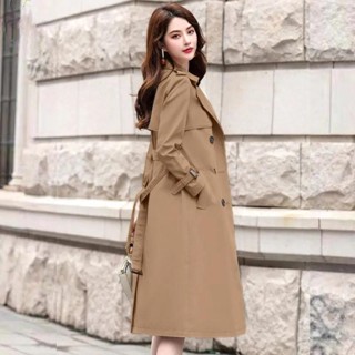 風衣女中長款 2024春季新款 絲滑垂墜感 有裡布 大衣女裝 長款過膝外套