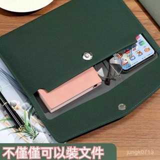 皮質文件袋A4紙檔案袋男款檔案夾檔案包加厚防水資料按扣防水商務公文袋辦公合同票據收納袋手提便攜大容量手拿包商務包皮革包