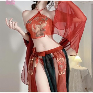 😘悠悠🎀古風敦煌飛天異域漢服制服情趣內衣性感印花透視肚兜套裝