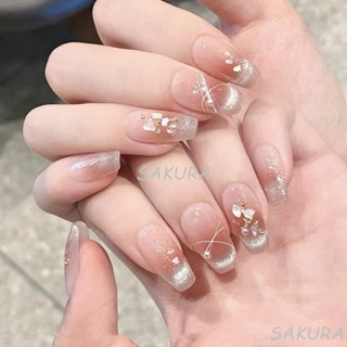 臺灣出貨 穿戴甲 指甲貼片 美甲貼片 手工穿戴甲 甲片 假指甲 指甲貼 美甲貼 光療甲 冰肌玉 貝殼金箔珍珠腮紅 短款