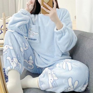 🔆小甜甜日係美衣👙珊瑚絨睡衣女冬季加厚加絨家居服女法蘭絨可外穿保暖套裝春秋冬款 2ECO