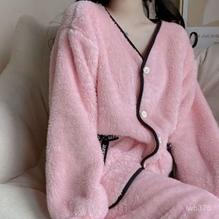 🔆小甜甜日係美衣👙珊瑚絨睡衣女秋冬季韓版可愛甜美學生加厚保暖法蘭絨家居服套裝 FVL9