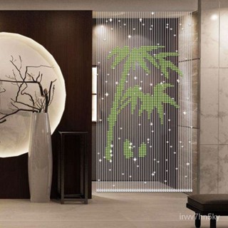 【客製化 廠家直銷】“富貴竹”風水實木水晶圖案珠簾古風隔斷衛生間擋屏風簾植物型別