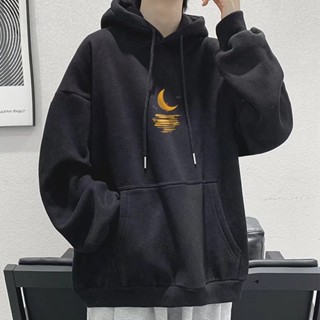 M-8XL 大尺碼連帽t衛衣男港風寬鬆潮牌潮流秋冬季上衣休閒情侶帽T連帽加絨保暖衛衣秋季潮流刺繡衛衣男生衣服