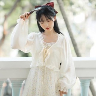 【Seeryn】M~4XL 特大尺碼雪紡防曬小外套薄款女生小披肩外搭罩衫夏季甜美外套學生ins抽繩蝴蝶結