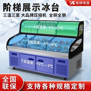 銀錚燒烤串串冰箱商用冷凍展示櫃冷藏飯店擺臺海鮮點菜櫃階梯冰臺
