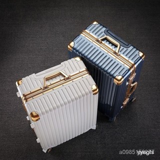 永久保固臺灣出貨新款金色鋁框行李箱 加厚PC材質防盜防撞登機箱 高顏值經典潮流耐看密碼箱 男女高階商務/學生大容量出行箱