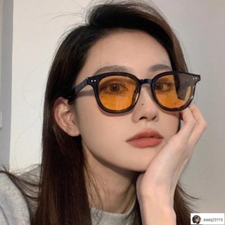 Round圓圓🎀ins眼鏡 2024新款眼鏡潮Jennie同款眼鏡小臉lang橘黃色復古眼鏡男網紅黑色造型眼鏡