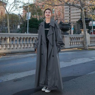 【風衣 外套 大衣】風衣女中長款英倫風2023春秋新款韓版寬鬆bf學院風氣質過膝外套潮