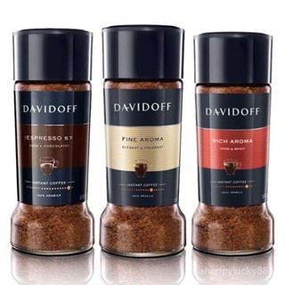 速溶純咖啡 德國進口Davidoff大衛杜夫意式濃縮冷熱雙泡速溶純咖啡瓶裝100g